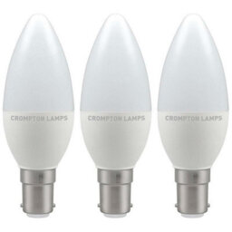 Crompton Lamps Led Candle 5.5W B15 Warm White Opal (40W Eqv) (3 Pack) - thumbnail 1