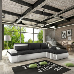 Oslo Convertible Living Room Corner Sofa Bed With Storage Hr Foam Wave Springs Chipboard 300X182X90Cm Graphite And White Right - thumbnail 1