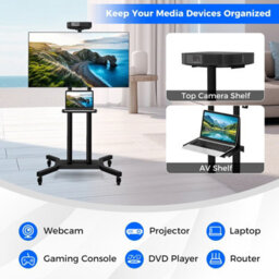 Costway Mobile Tv Stand Portable Television Stand For 32-70 Inch Tvs & Monitors - thumbnail 7
