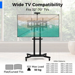 Costway Mobile Tv Stand Portable Television Stand For 32-70 Inch Tvs & Monitors - thumbnail 4