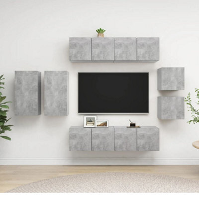 Berkfield 8 Piece Tv Cabinet Set Concrete Grey Engineered Wood - image 1