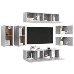 Berkfield 8 Piece Tv Cabinet Set Concrete Grey Engineered Wood - thumbnail 3