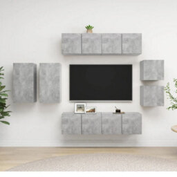 Berkfield 8 Piece Tv Cabinet Set Concrete Grey Engineered Wood - thumbnail 1