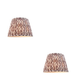 Loops Elegant 2 Pack Of 35Cm Pearl Grey Tapered Lamp Shades With Ikat Design