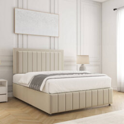 Bsspoke Sophia Divan Bed Set Cream Plush Velvet 24Inch Panel Headboard & 12Inch Footboard No Mattress No Drawers In All Sizes - thumbnail 3