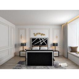 Morgan Upholstered Soft Velvet  Black Tv Bed Frame - thumbnail 2
