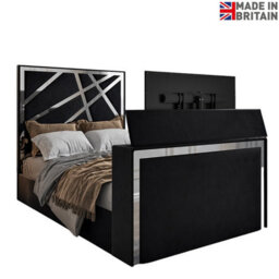 Morgan Upholstered Soft Velvet  Black Tv Bed Frame - thumbnail 5