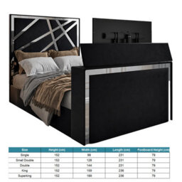 Morgan Upholstered Soft Velvet  Black Tv Bed Frame - thumbnail 6
