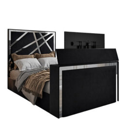 Morgan Upholstered Soft Velvet  Black Tv Bed Frame - thumbnail 4