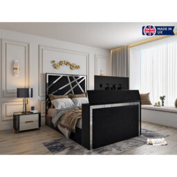 Morgan Upholstered Soft Velvet  Black Tv Bed Frame - thumbnail 7
