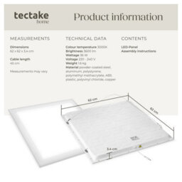 Charnwood Led Panel Light Lucerna - Warm White, Ultra-Slim, Ceiling And Wall Mounting 62 X 62 Cm -White - thumbnail 6