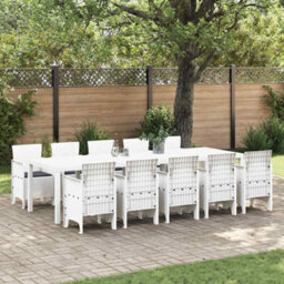 Berkfield Garden Dining Set 11 Pcs White Poly Rattan And Aluminium