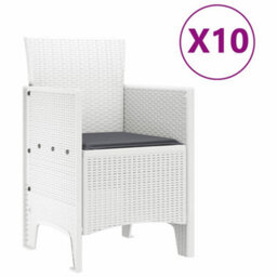 Berkfield Garden Dining Set 11 Pcs White Poly Rattan And Aluminium - thumbnail 5