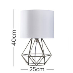 Valuelights Angus 2 X Chrome Metal Basket Cage Bed Side Table Lamps With White Fabric Shades And Led Golfball Bulbs In Warm White - thumbnail 9