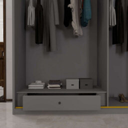 Sliding Wardrobes 4 u LTD Modern Sliding Wardrobe With Golden Detailing Universal Glass Door, Dual Led Lights & Fully Mdf Construction (Grey,200Cm) - thumbnail 7