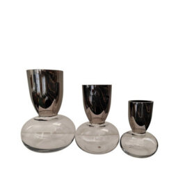 Vanity Living 36Cm Chrome & Clear Glass Vase With Round Base For Home Decor - thumbnail 4