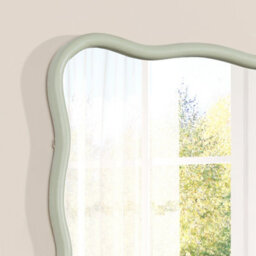 Biznest Rectangle Soft Muted Green Finish Wall Hanging Mirror Wavy Edge Mdf Framed Home Décor Present Idea Large Display 91X61X2Cm - thumbnail 4