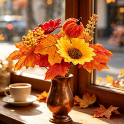 Amorly 5 Pcs Fall Artificial Sunflowers And Mums Cemetery Flowers For Table Centerpieces Vase Floral Arrangement Home Kitchen Decor - thumbnail 4