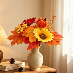 Amorly 5 Pcs Fall Artificial Sunflowers And Mums Cemetery Flowers For Table Centerpieces Vase Floral Arrangement Home Kitchen Decor - thumbnail 6