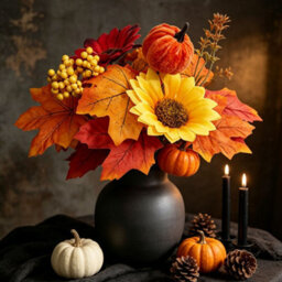 Amorly 5 Pcs Fall Artificial Sunflowers And Mums Cemetery Flowers For Table Centerpieces Vase Floral Arrangement Home Kitchen Decor - thumbnail 3