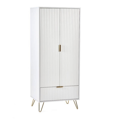 Oakham Premium Siena 2 Door & 1 Drawer Wardrobe In White - image 1