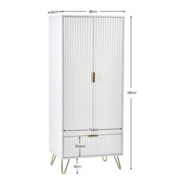 Oakham Premium Siena 2 Door & 1 Drawer Wardrobe In White - thumbnail 4