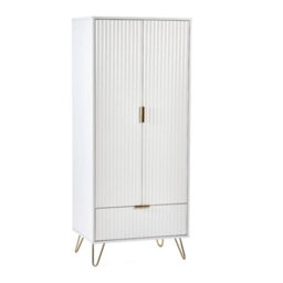 Oakham Premium Siena 2 Door & 1 Drawer Wardrobe In White - thumbnail 1