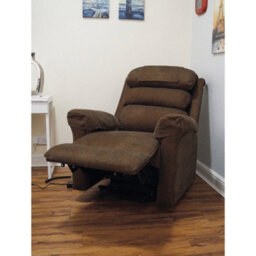 Loops Comfortable Wall Hugging Rise & Recline Armchair In Brown Chenille With Waterfall Pillow - thumbnail 3