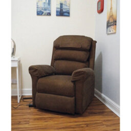 Loops Comfortable Wall Hugging Rise & Recline Armchair In Brown Chenille With Waterfall Pillow - thumbnail 5
