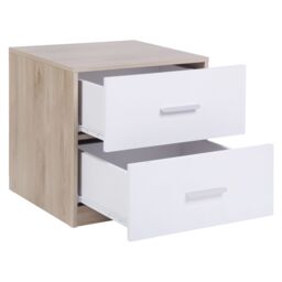 Hadwell Matt White & Natural Oak Effect 2 Drawer Bedside Table (H)415mm (W)400mm (D)403mm - thumbnail 4