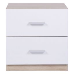 Hadwell Matt White & Natural Oak Effect 2 Drawer Bedside Table (H)415mm (W)400mm (D)403mm - thumbnail 3