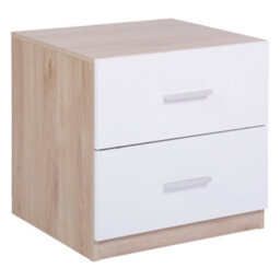 Hadwell White & Natural Oak Effect 2 Drawer Bedside Table (H)415mm (W)400mm (D)403mm
