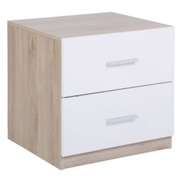 Hadwell Matt White & Natural Oak Effect 2 Drawer Bedside Table (H)415mm (W)400mm (D)403mm - thumbnail 2