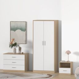 Hadwell Matt White & Natural Oak Effect 2 Drawer Bedside Table (H)415mm (W)400mm (D)403mm - thumbnail 8