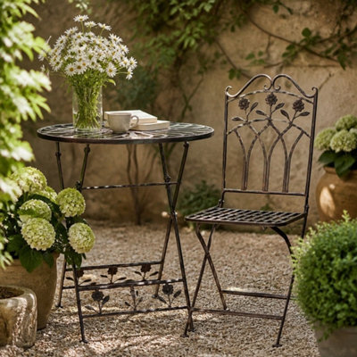 Minster Outdoor Bistro Furniture Set - Metal - L70 X W70 X H73 Cm - Green/gold