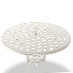 Homeology Oshowa Garden And Patio Table And 4 Large Chairs Bistro Set - White With Green Cushions - thumbnail 4