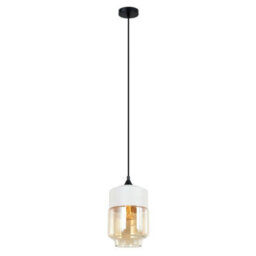 Luminosa Lighting Luminosa Modern Hanging Pendant Black 1 Light  With White, Amber Shade, E27 Dimmable - thumbnail 2