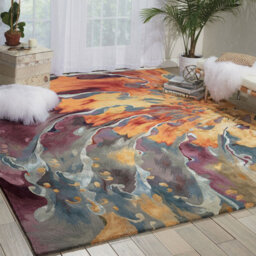Multicolour Wool Rug, Luxurious Abstract Optical/ (3D) Rug, Handmade Modern Rug For Bedroom, & Diningroom-168Cm X 226Cm - thumbnail 3