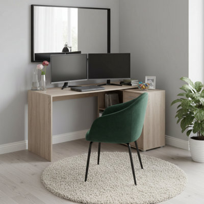Amos Mann Furniture Carla Corner Flexi Desk Oak Effect With Drawer 360-001Oak - image 1