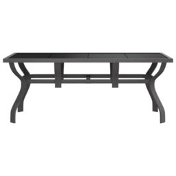 Walplus Garden Table Grey And Black 180X80X70 Cm Steel And Glass - thumbnail 3