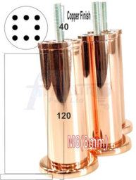 L&F Set Of 4 Rose Gold Furniture Feet Metal Copper Furniture Legs  Sofas Chairs Stools 125mm High Pkc1000 M8 - thumbnail 3