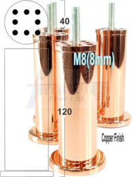 L&F Set Of 4 Rose Gold Furniture Feet Metal Copper Furniture Legs  Sofas Chairs Stools 125mm High Pkc1000 M8 - thumbnail 1