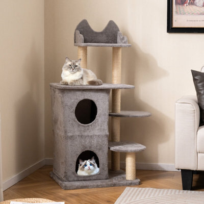 Costway Cat Tree For Indoor Cats 123Cm Cat Tower With 2-Story Condo - image 1