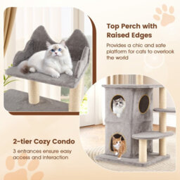 Costway Cat Tree For Indoor Cats 123Cm Cat Tower With 2-Story Condo - thumbnail 3