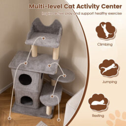 Costway Cat Tree For Indoor Cats 123Cm Cat Tower With 2-Story Condo - thumbnail 4