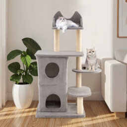 Costway Cat Tree For Indoor Cats 123Cm Cat Tower With 2-Story Condo - thumbnail 5