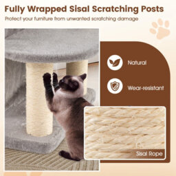 Costway Cat Tree For Indoor Cats 123Cm Cat Tower With 2-Story Condo - thumbnail 8