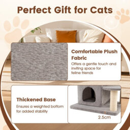 Costway Cat Tree For Indoor Cats 123Cm Cat Tower With 2-Story Condo - thumbnail 6