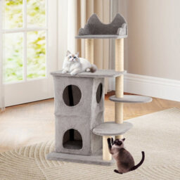 Costway Cat Tree For Indoor Cats 123Cm Cat Tower With 2-Story Condo - thumbnail 9