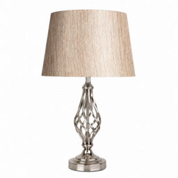 Lighting Supermarket Queenswood Traditional Barley Twist Table Lamp With Charcoal Gold Linen Shade - Silver Chrome - thumbnail 1